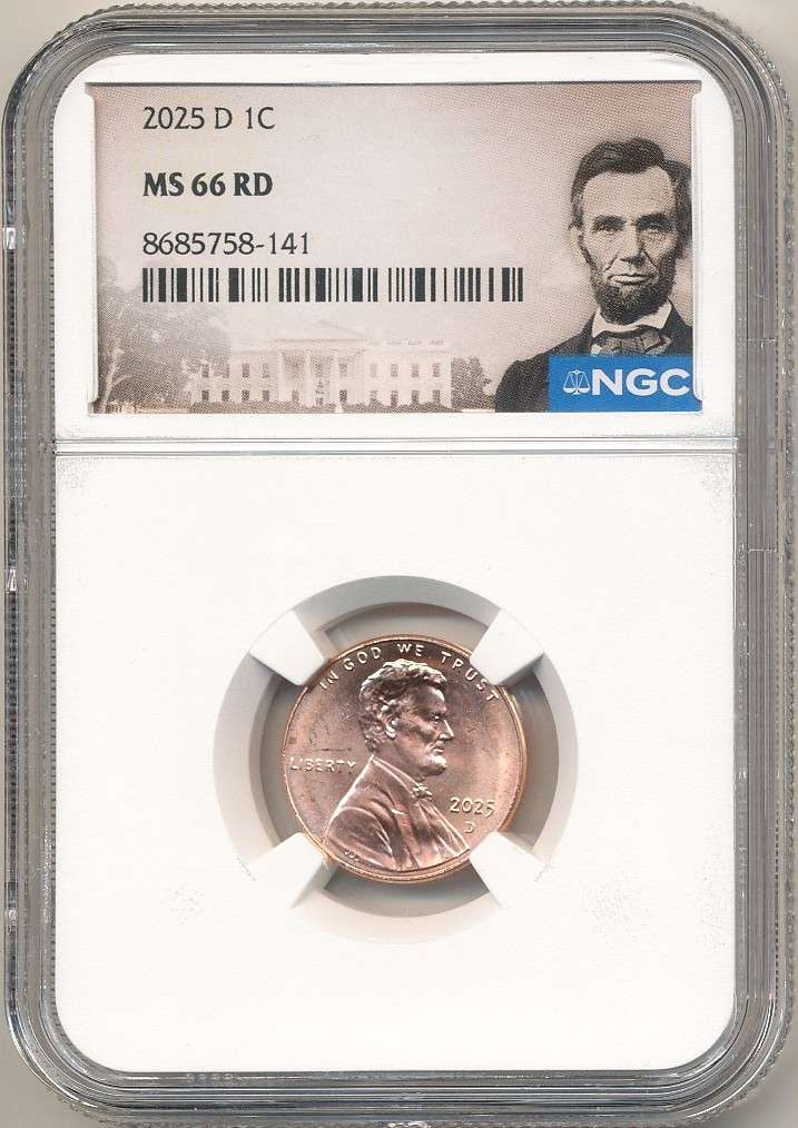 2025-D Lincoln Cent NGC MS66 RD: Winner shall receive (1) coin precisely resembling the one shown here. (RR/B)