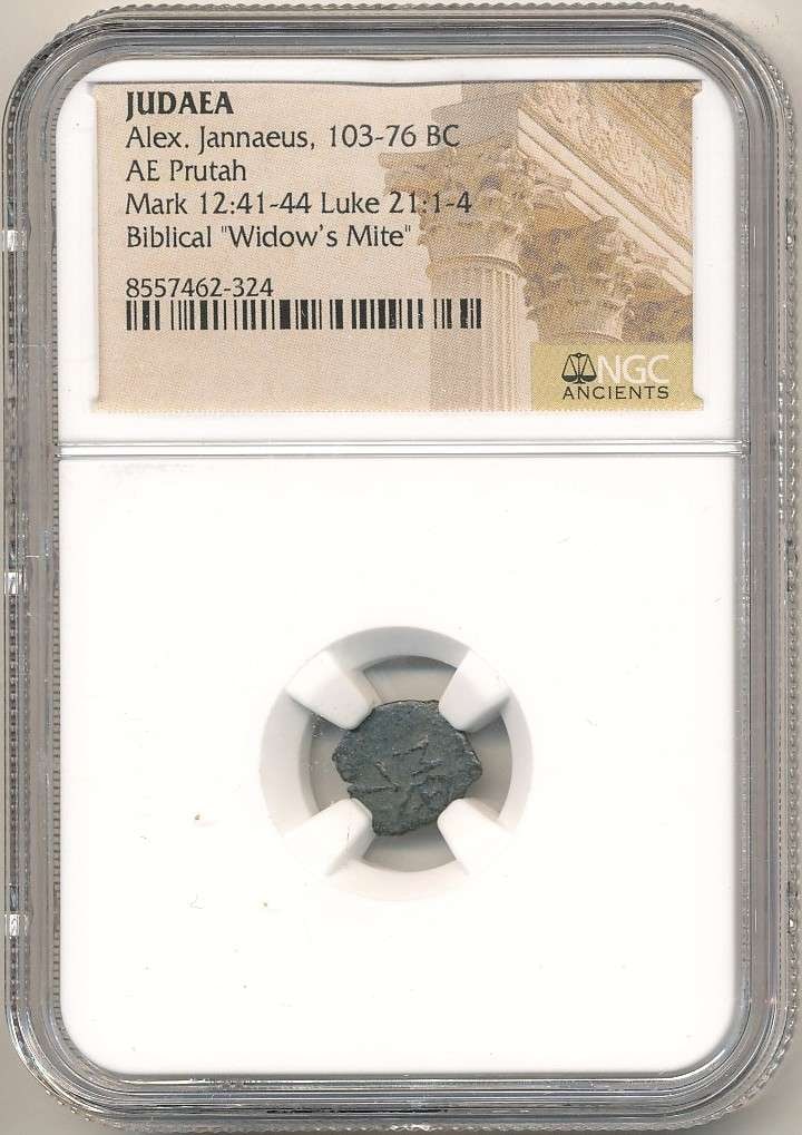 Ancient Judea 103-76 BC AE Prutah Biblical "Widow's Mite" NGC (1 of 4)