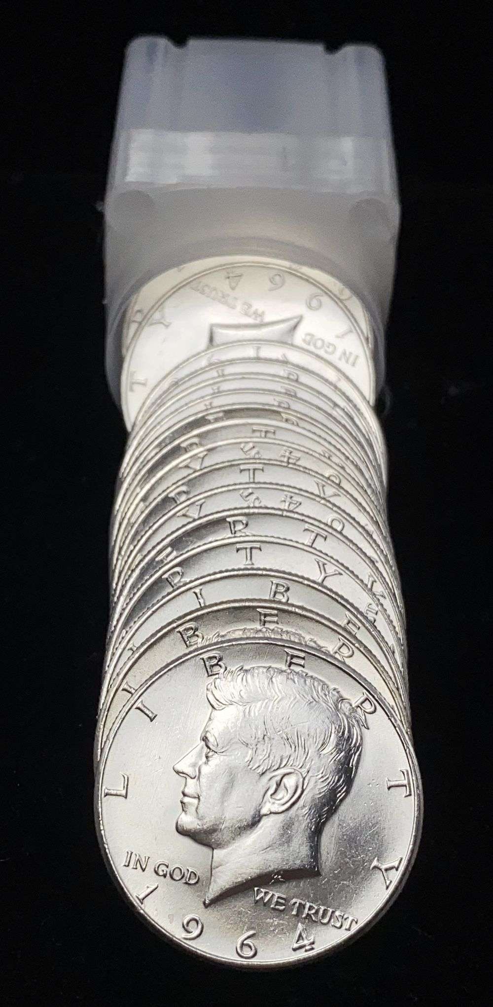 Old Time Fresh Mint Condition Roll (20) 1964 JFK Half Dollar 90% Silver: Winner shall receive the exact roll (20-coins) shown here. (RR/RIR)