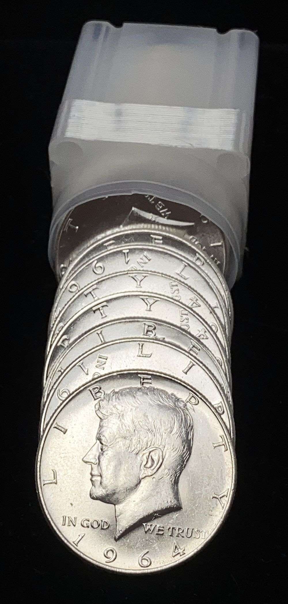 Old Time Fresh Mint Condition Roll (20) 1964 JFK Half Dollar 90% Silver: Winner shall receive the exact roll (20-coins) shown here. (RR/RIR)