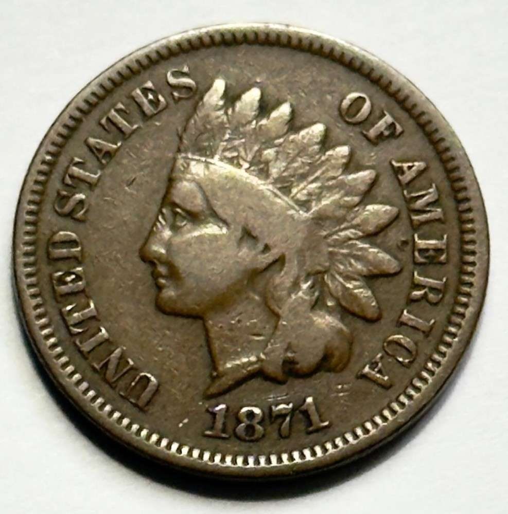 1871 Indian Head Cent VG: Winner shall receive the exact coin shown here. (SJ/B)