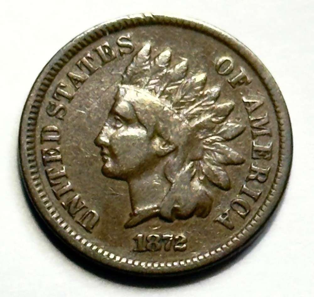 1872 Indian Head Cent Fine: Winner shall receive the exact coin shown here. (SJ/B)