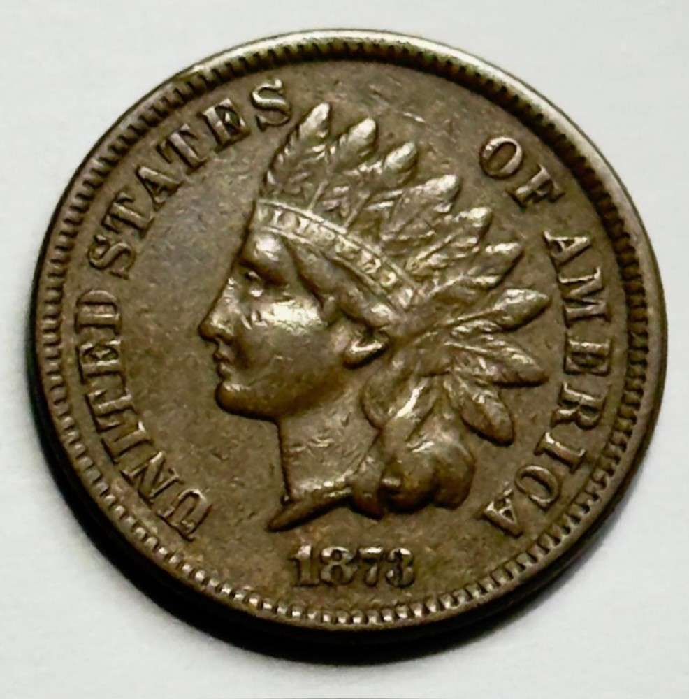 1873 Indian Head Cent XF: Winner shall receive the exact coin shown here. (SJ/B)