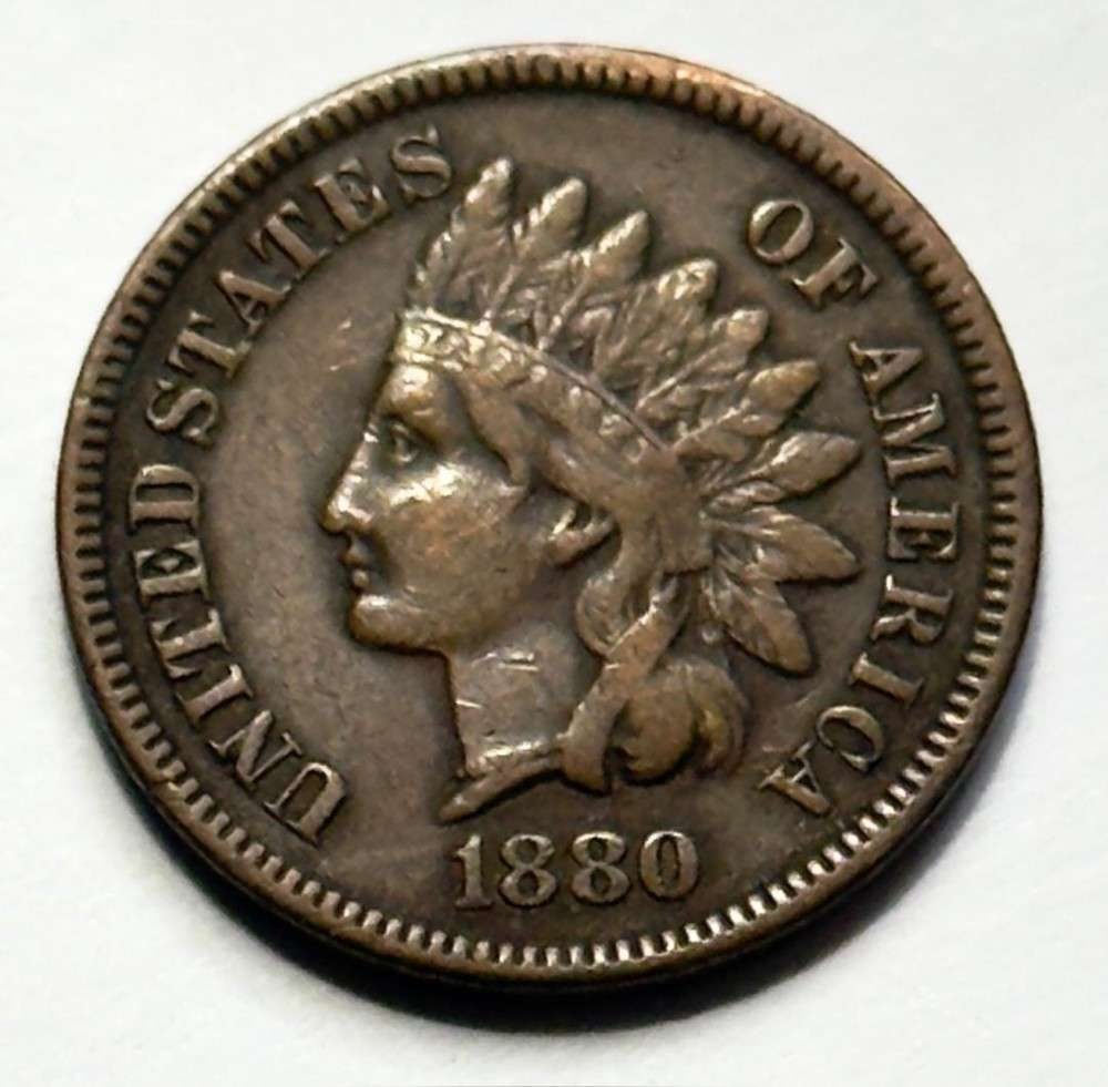 1880 Indian Head Cent AU: Winner shall receive the exact coin shown here. (SJ/B)