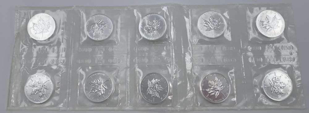 (10-coins) 1989 Canada $5 Maple Leaf .9999 Silver 1 ozt (1 of 4)