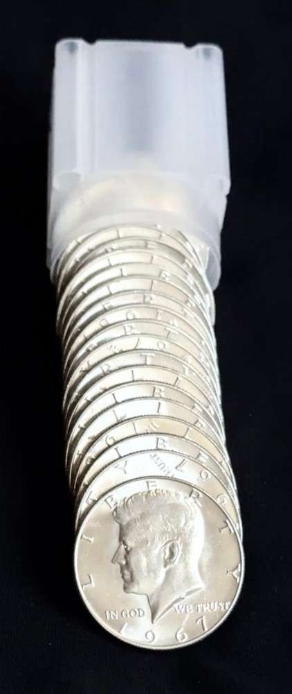 Roll (20) 1967 Kennedy 40% Silver Half Dollars: Winner shall receive the exact roll (20-coins) shown here. (SJ/LBB)