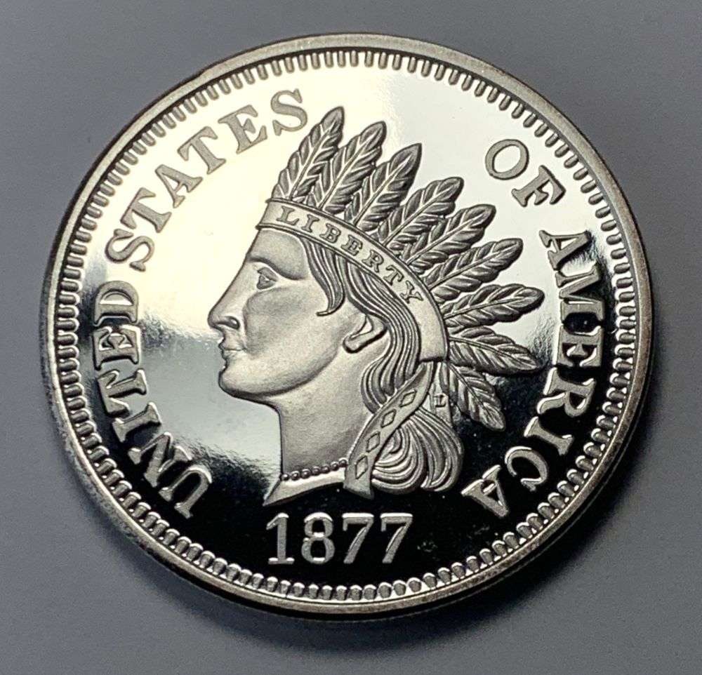 1877 Indian Head Design Proof 2 ozt .999 Silver (1 of 3)