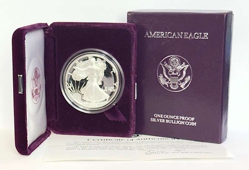 Rare Date 1990-S American Silver Eagle PF69+ OGP: Winner shall receive the exact coin shown here. (SJ/B)