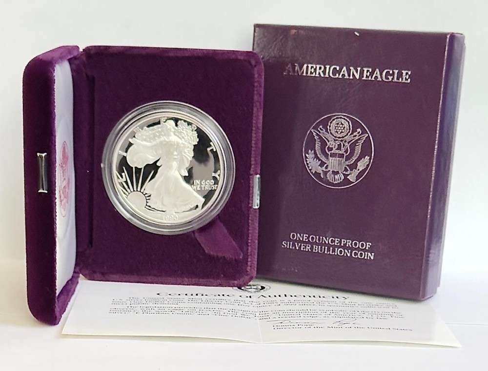 Rare Date 1990-S American Silver Eagle PF69+ OGP: Winner shall receive the exact coin shown here. (SJ/B)