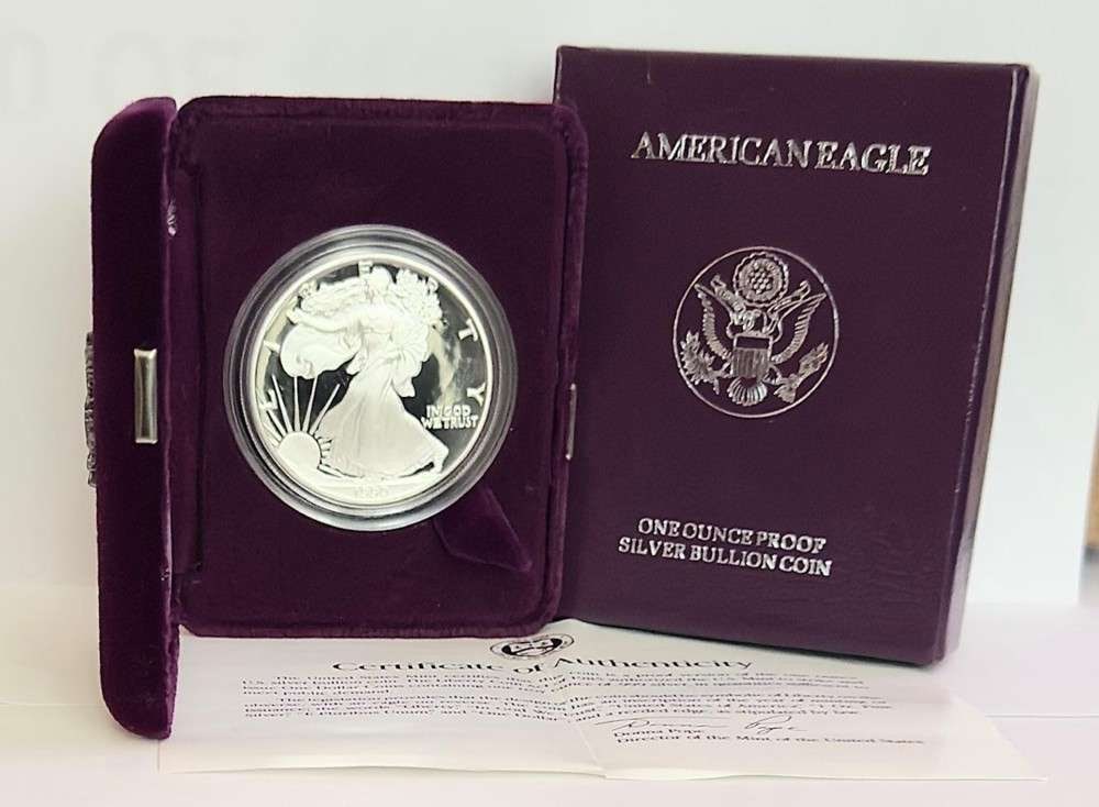 Rare Date 1990-S American Silver Eagle PF69+ OGP: Winner shall receive the exact coin shown here. (SJ/B)
