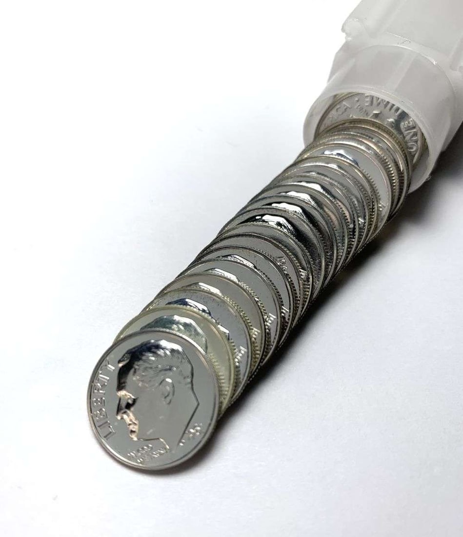 Roll (50-coins) Mixed Date Proof 90% Silver Roosevelt Dimes: Winner shall receive the exact roll (50-coins) shown here. (RM/LUR)