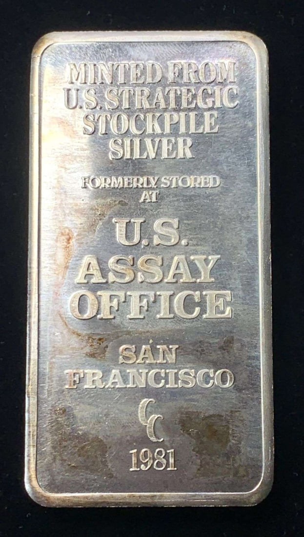 1981-CC U.S. Assay Office San Francisco 10 ozt .999 Silver Bar: Winner shall receive the exact bar shown here. (MK/IUR)