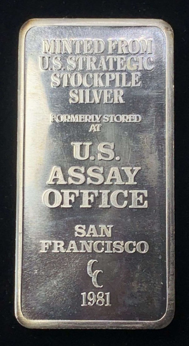 1981-CC U.S. Assay Office San Francisco 10 ozt .999 Silver Bar: Winner shall receive the exact bar shown here. (MK/IUR)