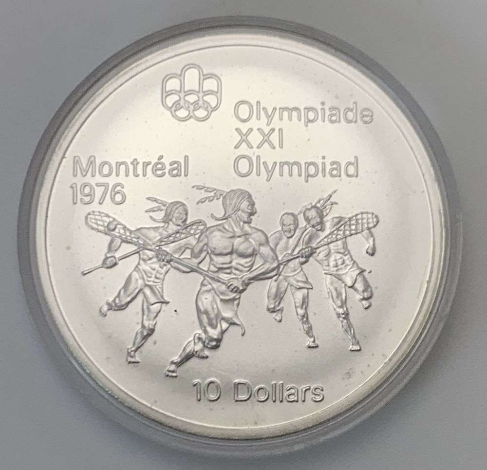 1974 Canada $10 Silver Olympics 1.44 ozt AGW: Winner shall receive the exact coin shown here. (RM/B)