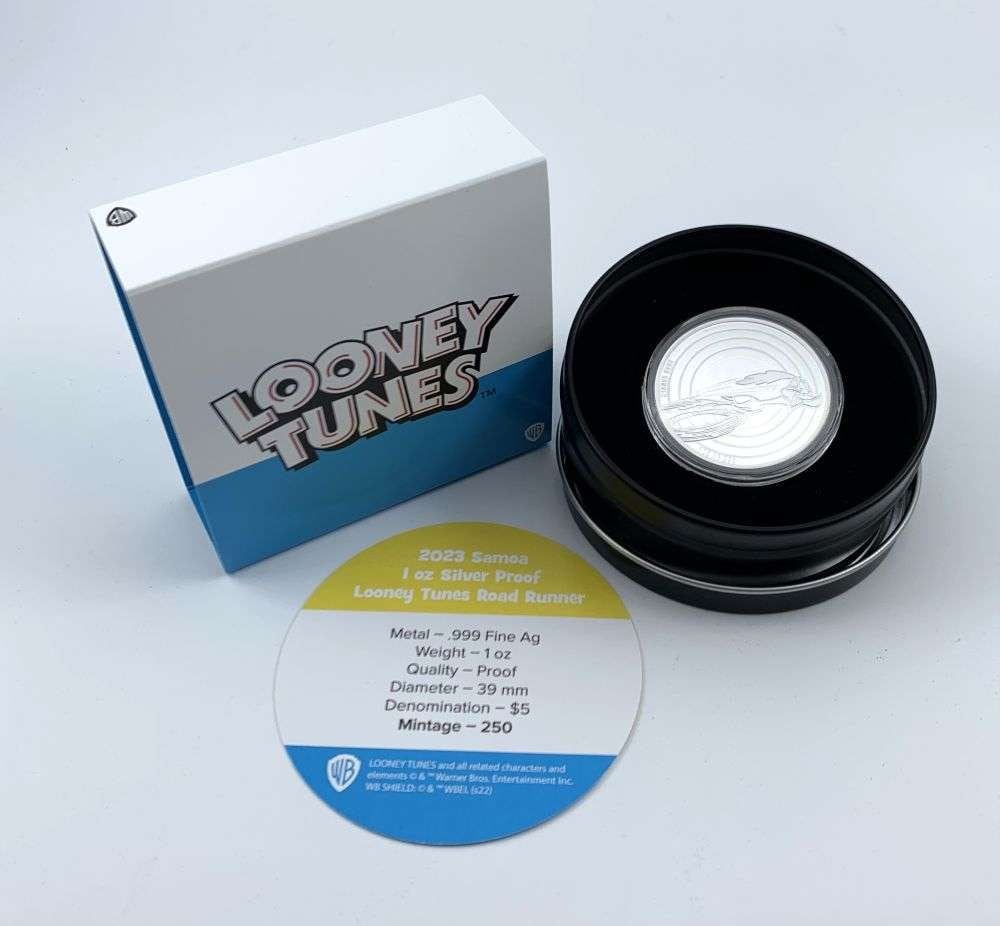 2023 Samoa $5 Looney Tunes Road Runner Proof 1 ozt .999 Silver (1 of 4)