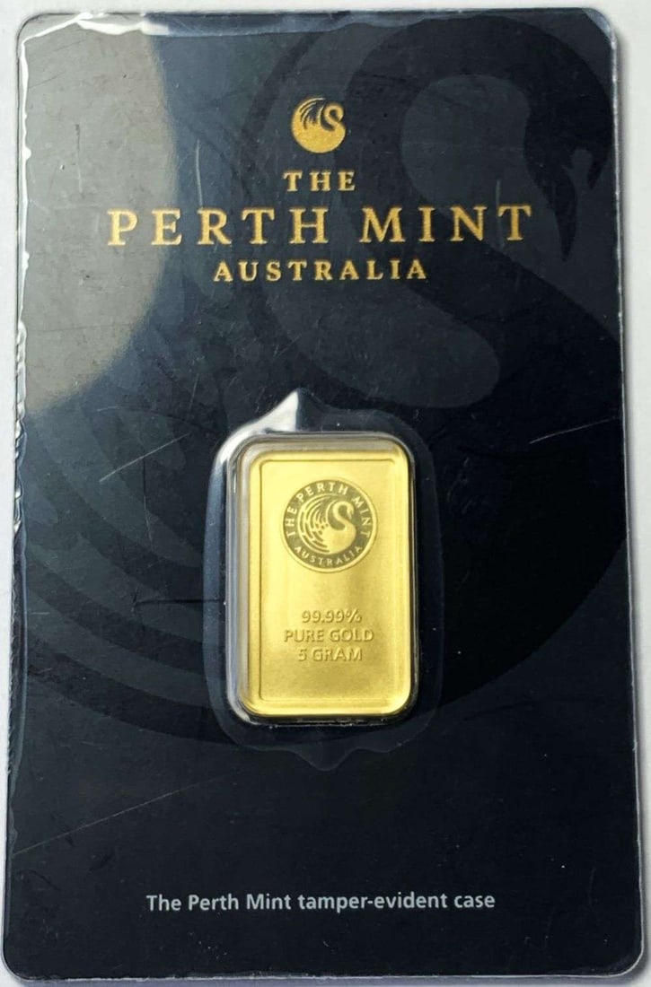 The Perth Mint Australia 5g .9999 Gold Bar: Winner shall receive the exact bar shown here. (MK/TVC=FPR)