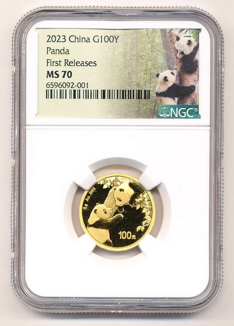 2023 Chinese Panda 100yn 8g .999 Gold NGC MS70 First Releases (1 of 4)