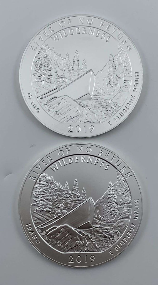 (2) 2019-P ATB Idaho "River of No Return" 5 ozt .999 Silver (1 of 5)
