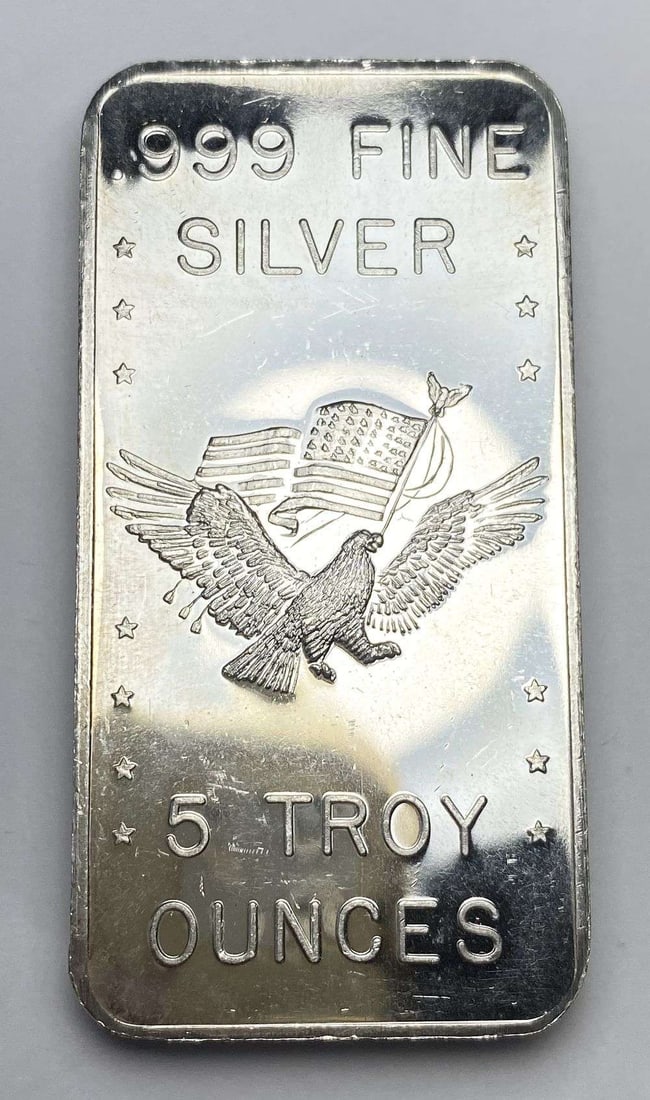 Last Minute! Rare American Flag Eagle 5 ozt .999 Silver Bar (1 of 4)