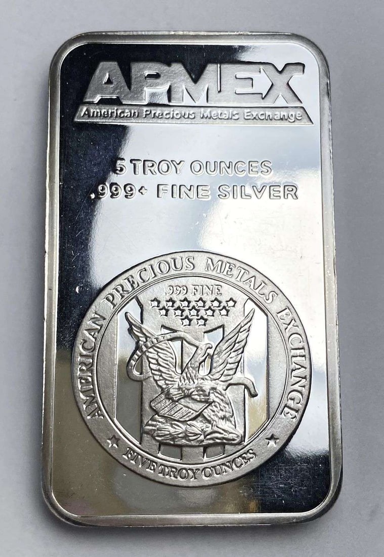 Last Minute! Apmex 5 ozt .999 Silver Bar: Winner shall receive the exact bar shown here. (RR/URB)
