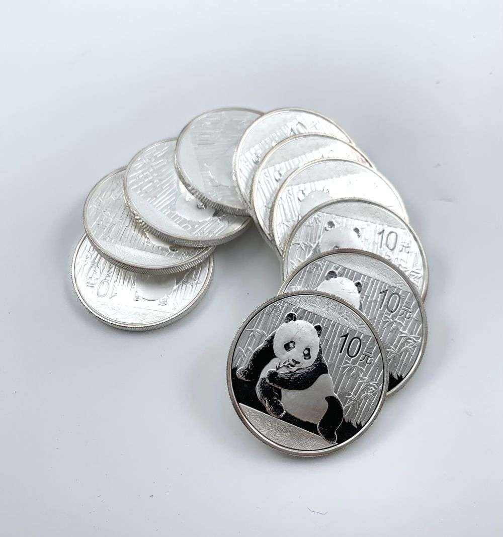Last Minute! (10) 2015 Chinese Panda 1 ozt .999 Silver: Winner shall receive the exact (10-coins) shown here. (RM/B)