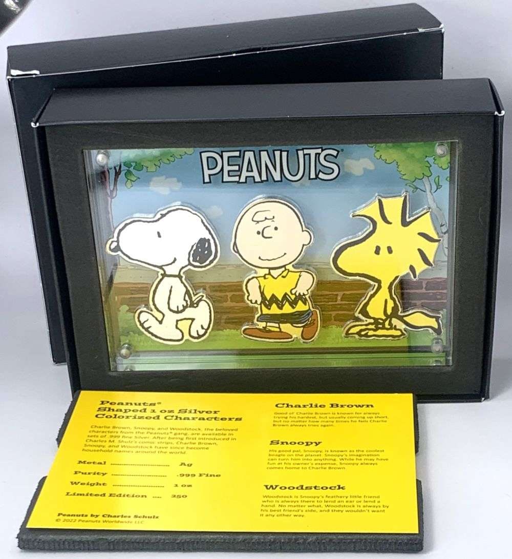 Last Minute! Colorized Peanuts Shaped Characters 1 ozt .999 Silver Set (3-items) (1 of 5)