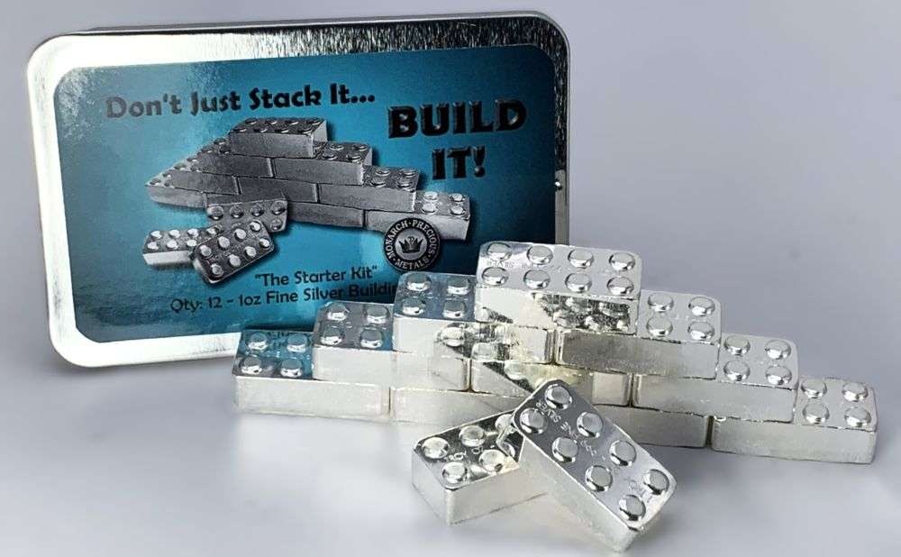 Last Minute! Monarch Lego Bricks 1 ozt .999 Silver Starter Pack Set (12-bars) (1 of 5)
