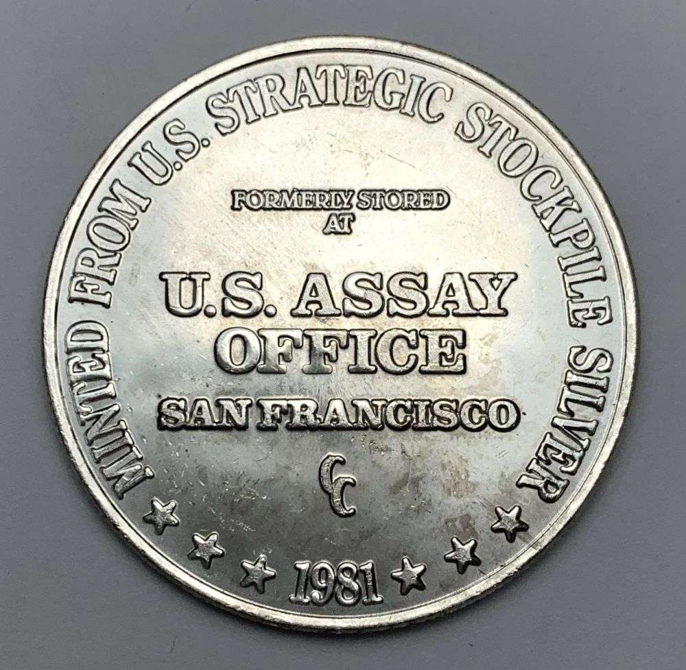1981-CC U.S. Assay Office San Francisco 1 ozt .999 Silver Trade Unit (1 of 2)