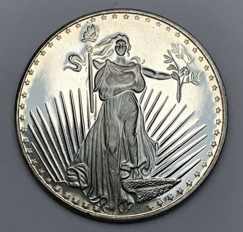 SilverTowne Saint Gaudens Design 1 ozt .999 Silver: Winner shall receive the exact coin shown here. (RM/B)