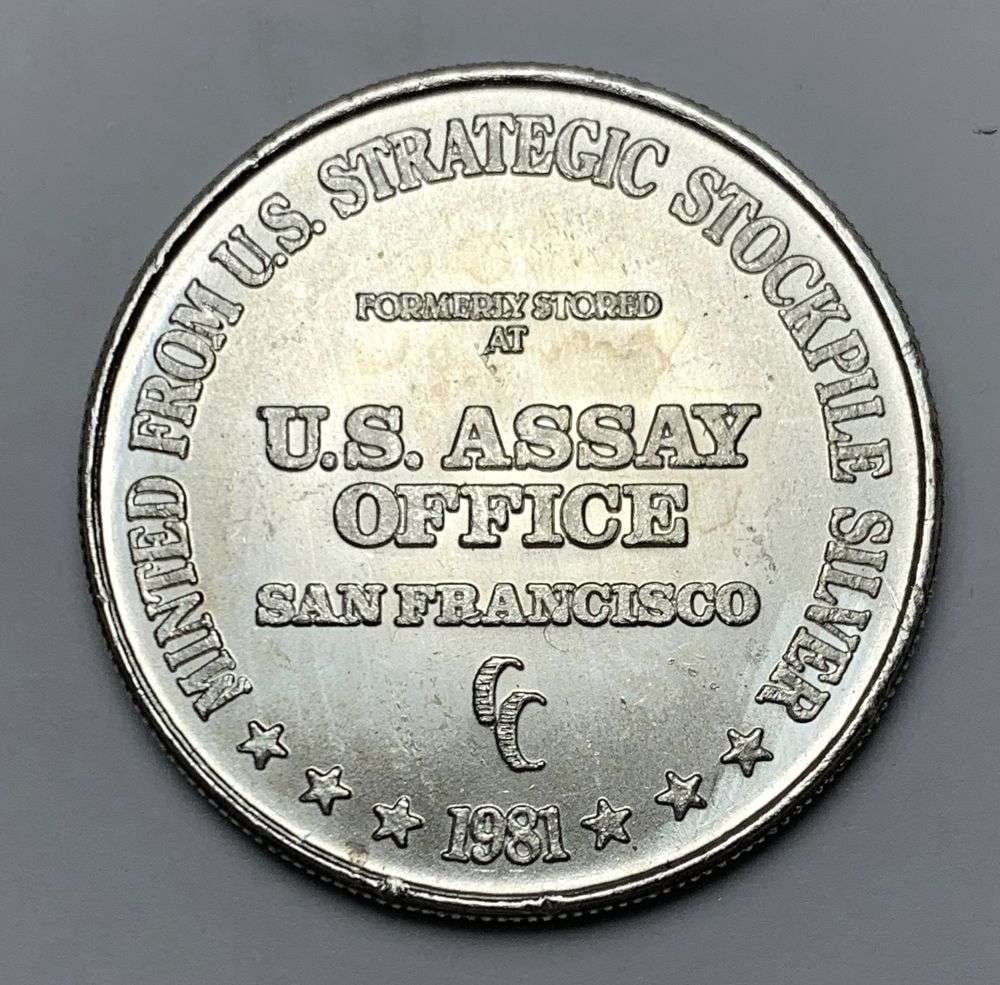 1981-CC U.S. Assay Office San Francisco 1 ozt .999 Silver Trade Unit (1 of 2)