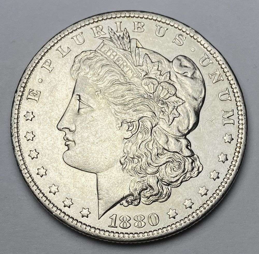 1880-O Morgan Silver Dollar AU58 (1 of 2)