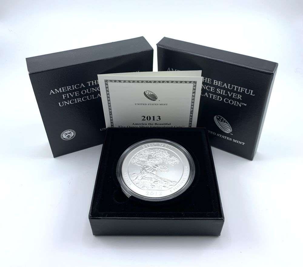 2013-P ATB Nevada "Great Basin" 5 ozt .999 Silver OGP (1 of 7)