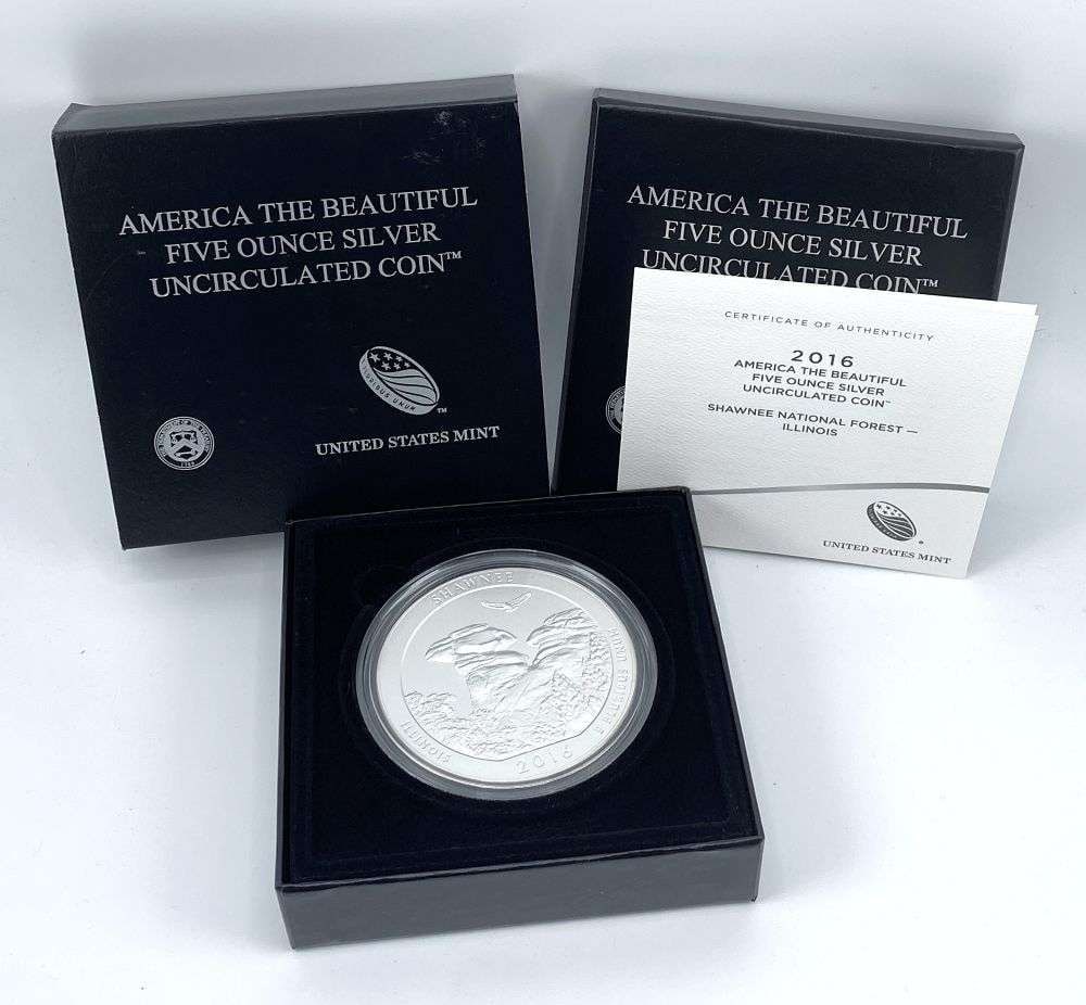 2016-P ATB Illinois "Shawnee" 5 ozt .999 Silver OGP (1 of 6)
