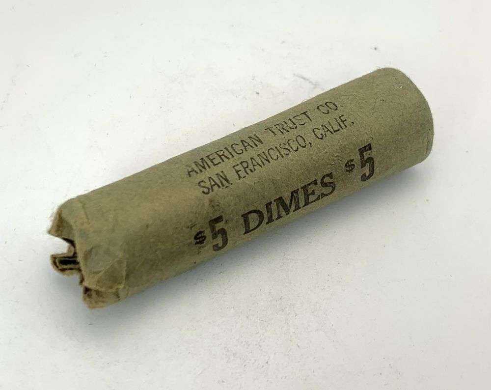 Roll (50-coins) 1954 Roosevelt 90% Silver Dimes BU American Trust Co. San Francisco (1 of 3)