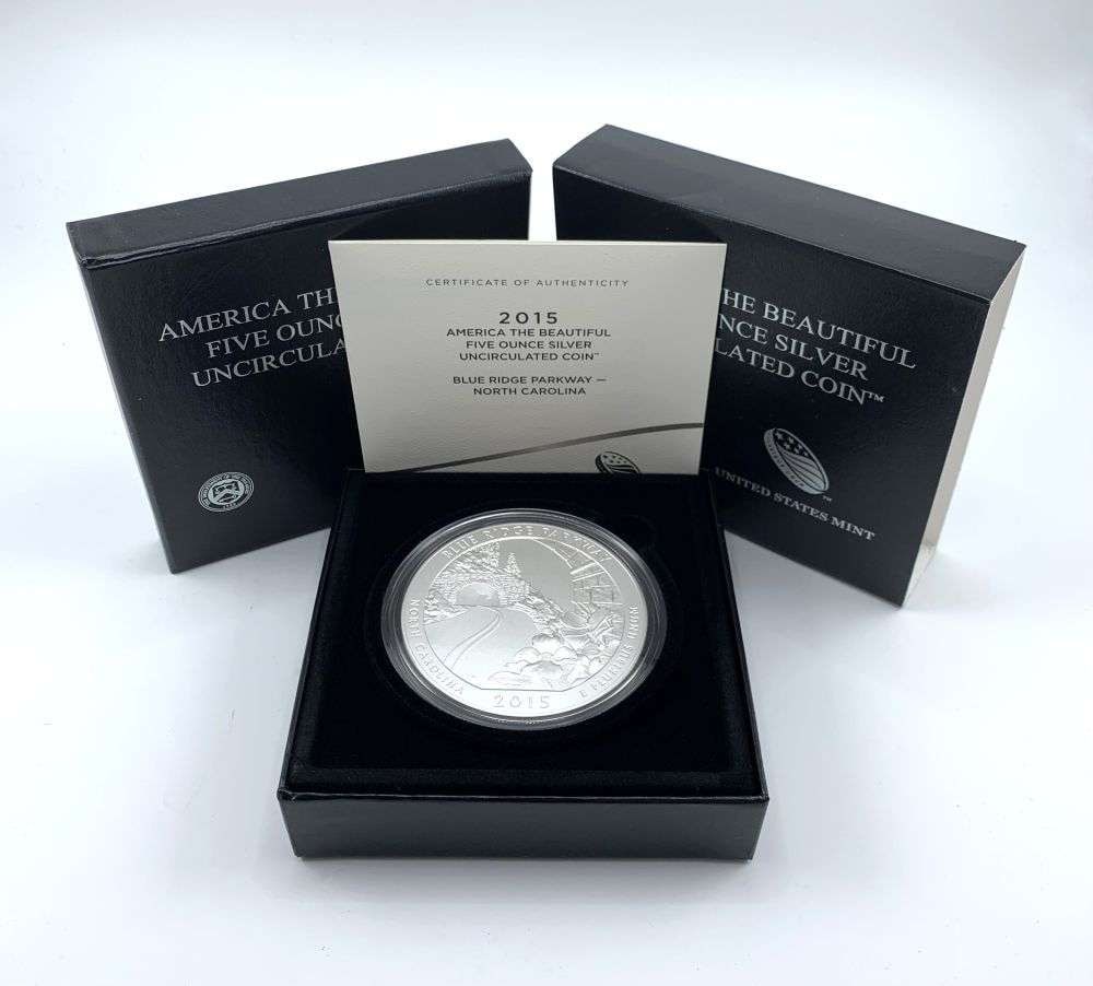 2015-P ATB North Carolina "Blue Ridge Parkway" 5 ozt .999 Silver OGP: Winner shall receive the exact coin shown here. (RM/B)