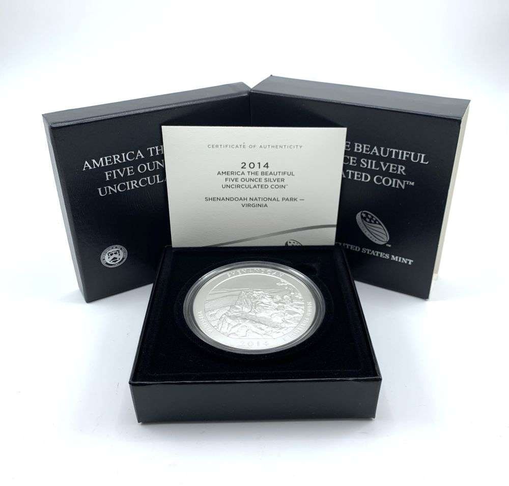 2014-P ATB Virginia "Shenandoah" 5 ozt .999 Silver OGP (1 of 7)