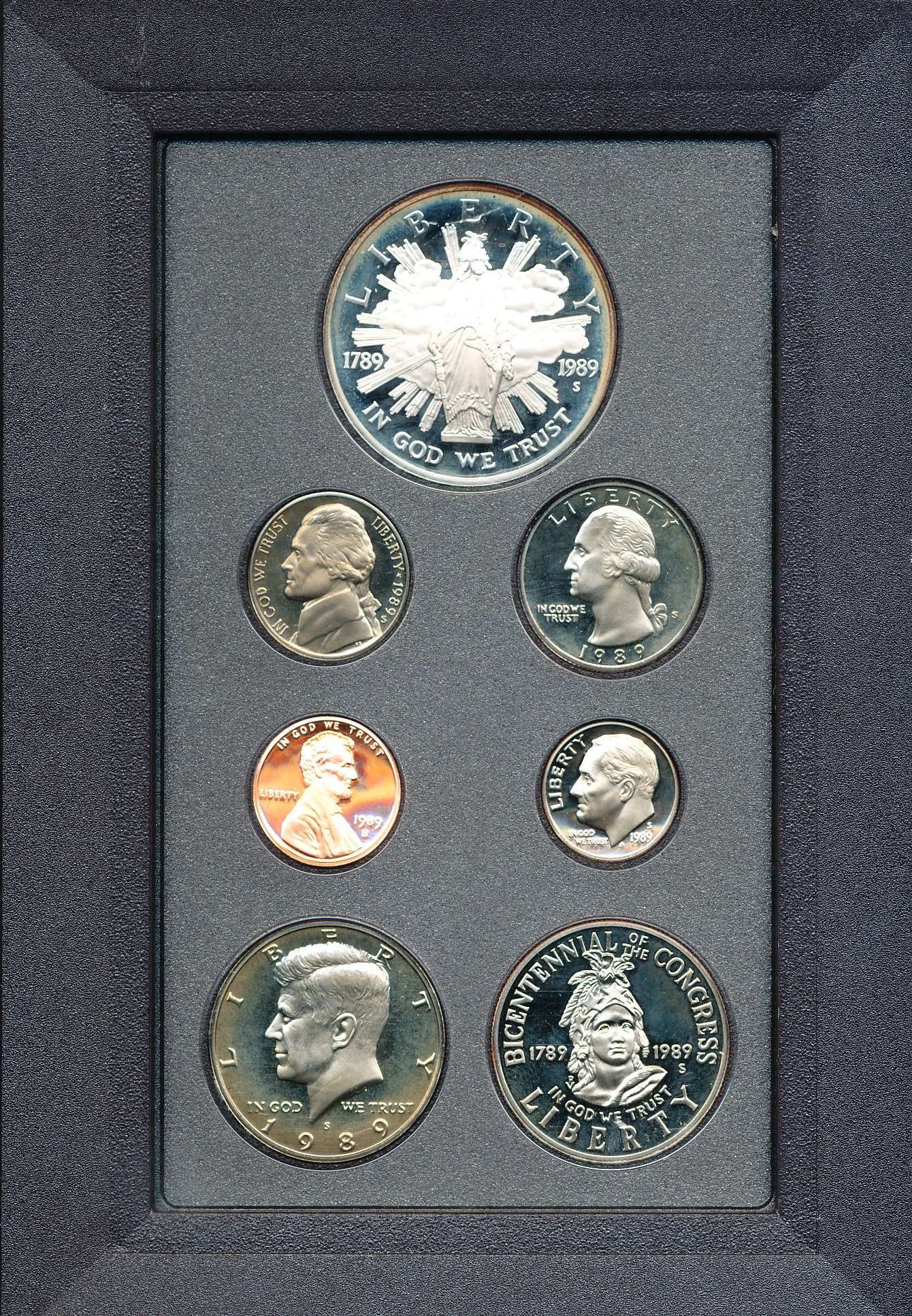 1989 United States Silver Dollar Proof Set (7-coins) (1 of 9)