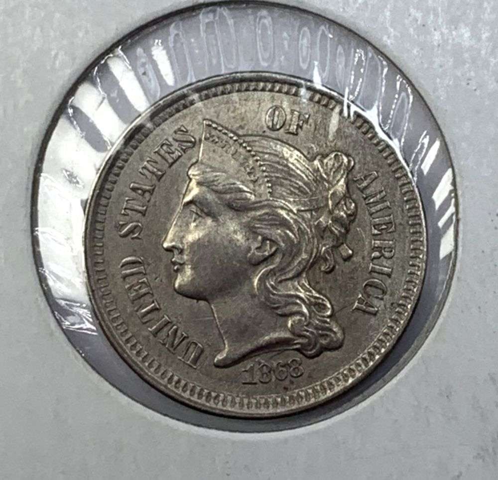 1868 United States Three Cent Nickel AU58 (1 of 3)
