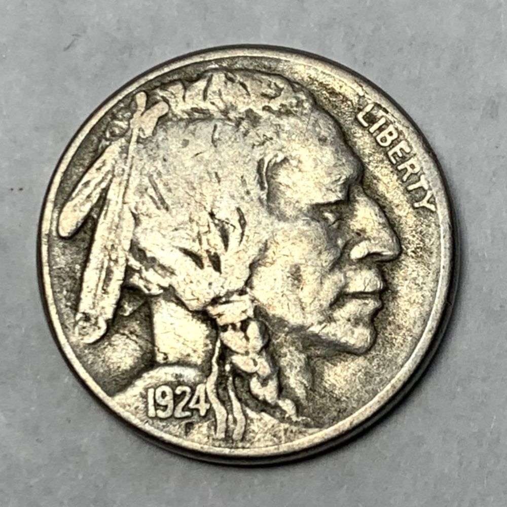 Rare 1924-S Buffalo Nickel VF: Winner shall receive the exact coin shown here. (MK/B)