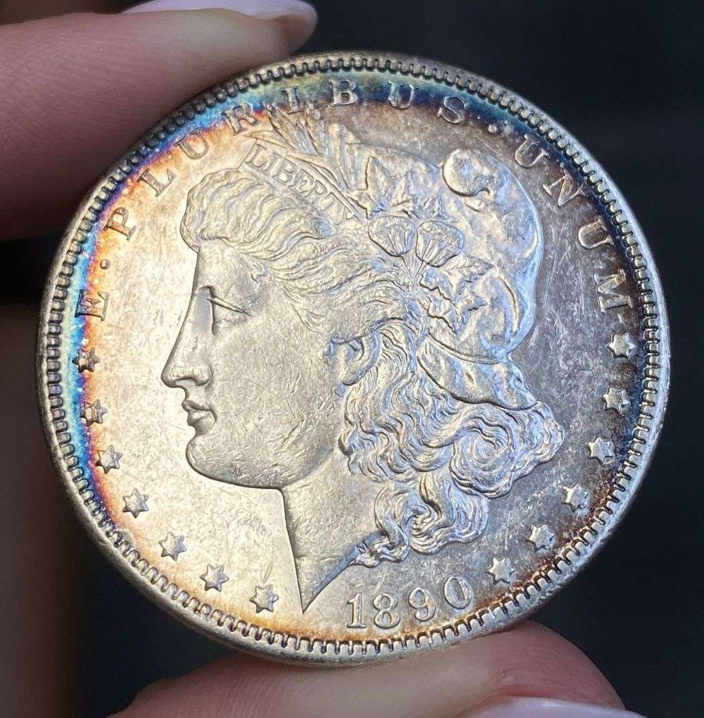 1890-CC Morgan Silver Dollar AU58 PL Details (1 of 4)