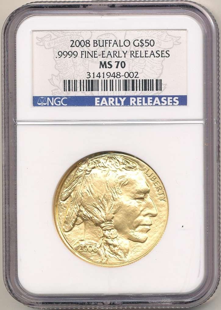 Last Minute! 2008 American $50 Buffalo 1 ozt .9999 Gold NGC MS70 Early Releases (1 of 4)