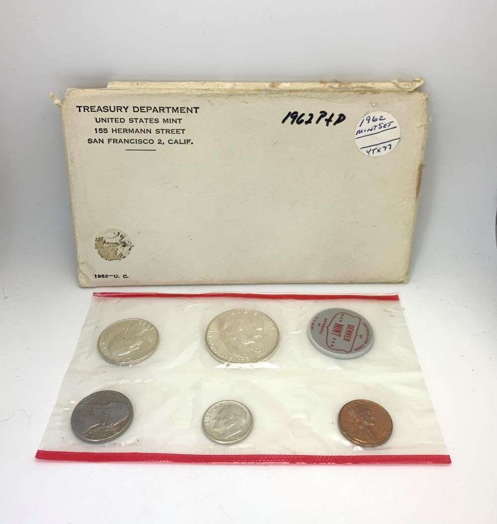 1962-D United States 90% Silver Mint Set (5-coins): We asked our trusty data entry team to go to the PCGS price guide and let you know that in this set, if the penny grades AU55 RD, it's worth $528. If the nickel grades MS66 FS, it's worth $376. If the
