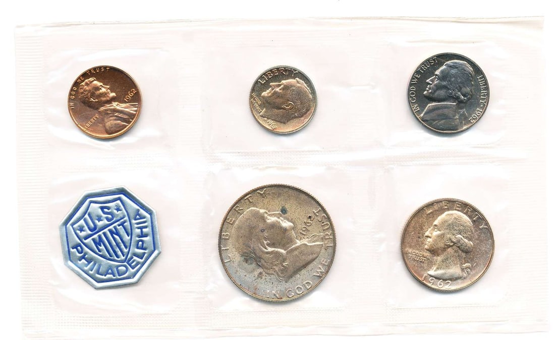 1962-P United States 90% Silver Mint Set (5-coins): We asked our trusty data entry team to go to the PCGS price guide and let you know that in this set, if the penny grades MS68 RD, it's worth $780. If the nickel grades MS67 FS, it's worth $646. If the
