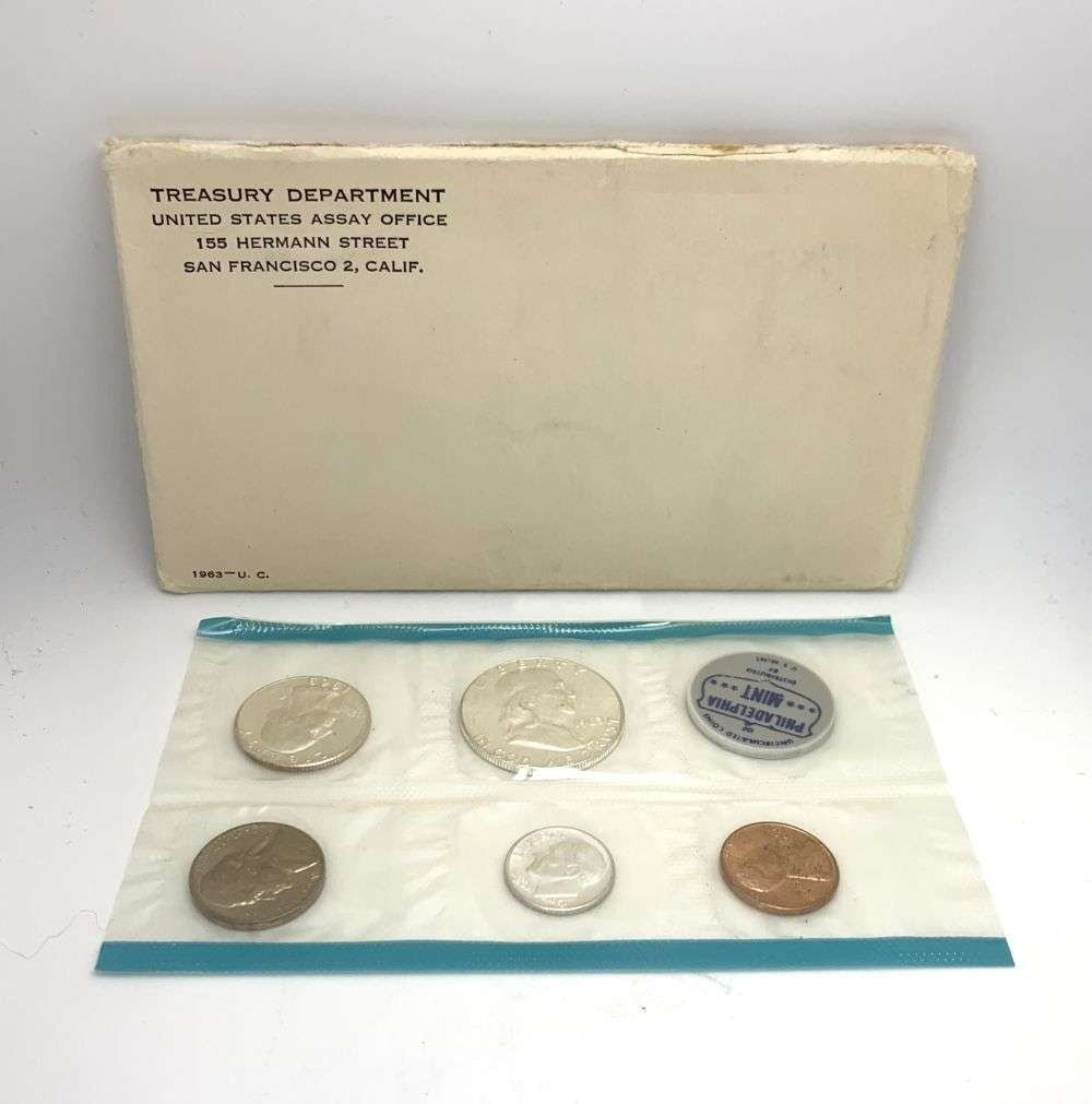 1963-P United States 90% Silver Mint Set (5-coins): We asked our trusty data entry team to go to the PCGS price guide and let you know that in this set, if the penny grades MS64 RD, it's worth $57. If the nickel grades MS67 FS, it's worth $900. If the