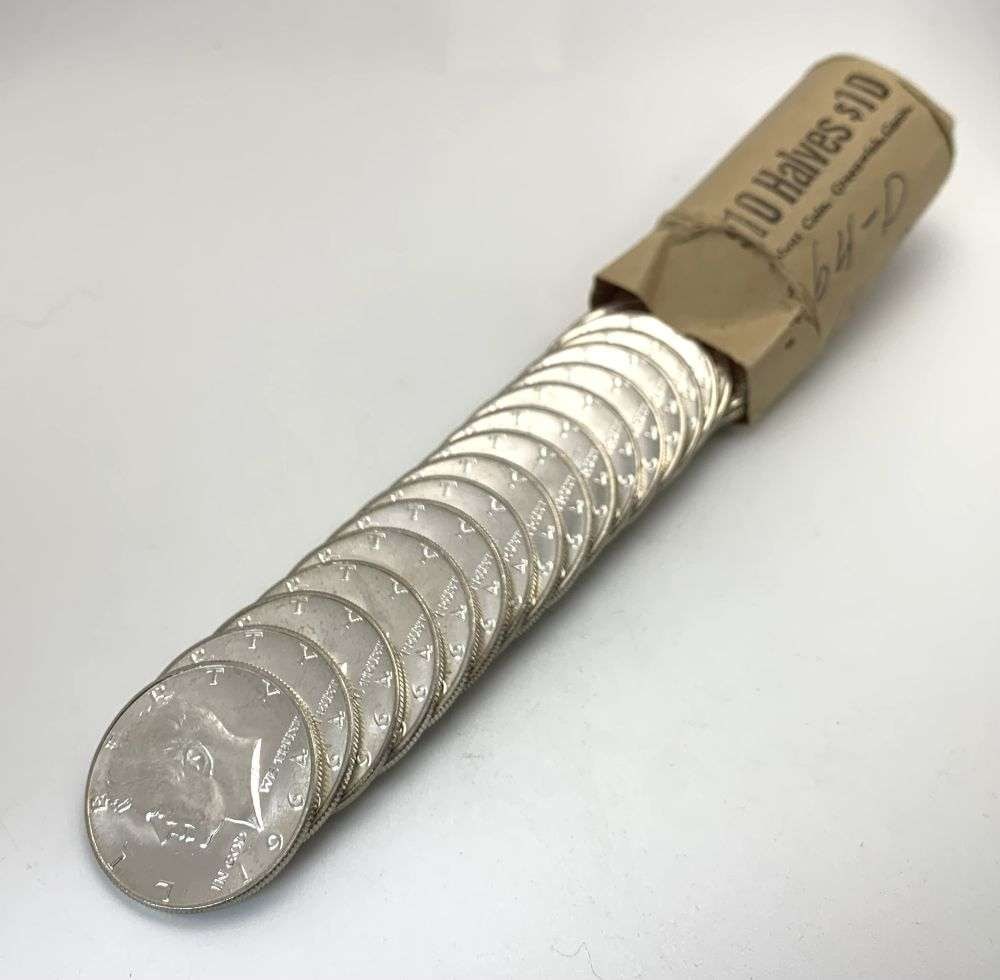 Bank Wrapped Roll (20-coins) 1964 Kennedy 90% Silver Half Dollar BU (1 of 4)