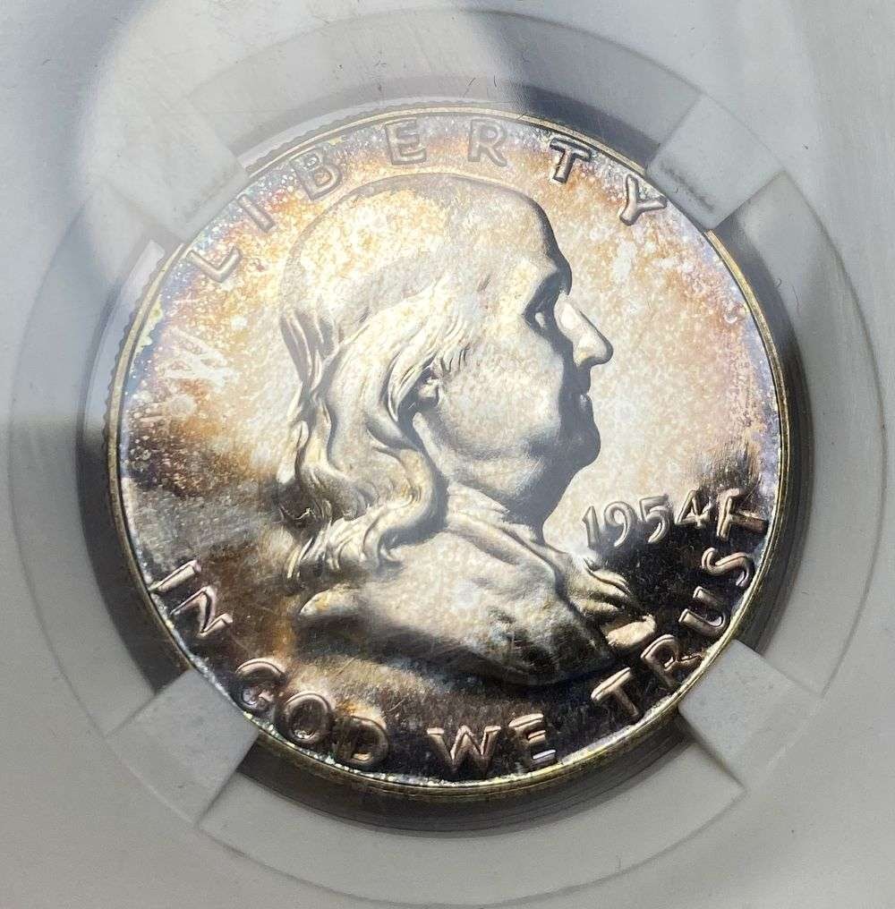 Toned 1954 Franklin Silver Half Dollar PR67 DCAM (1 of 4)