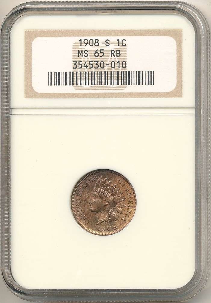1908-S Indian Head Cent NGC MS65 RB (1 of 4)