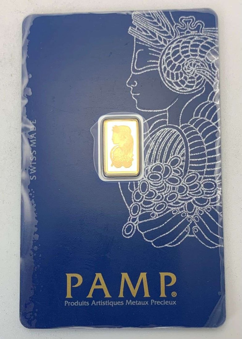 Lady Fortuna Pamp Suisse 1g .9999 Gold Bar: Winner shall receive the exact bar shown here. (RM/B)