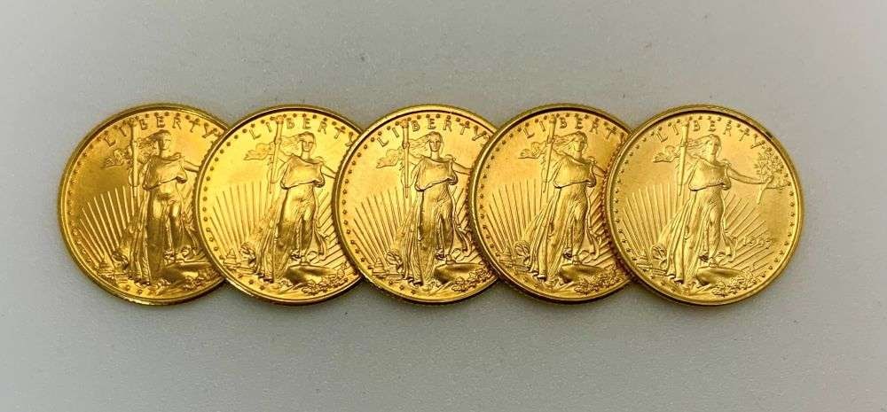 (5) 1997-1999 American $5 Gold Eagle 1/10th ozt (1 of 5)