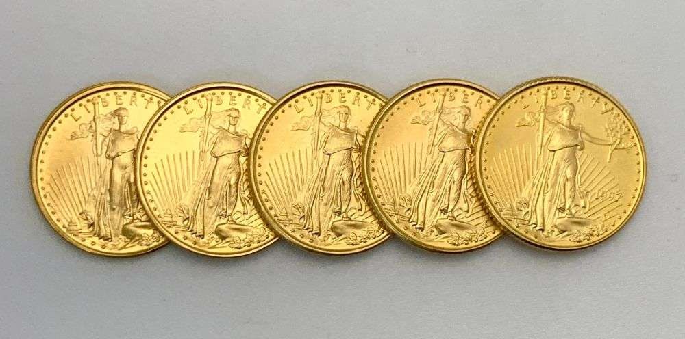 (5) 1997 American $5 Gold Eagle 1/10th ozt (1 of 5)